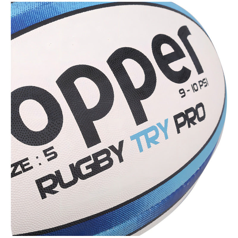 Pelota Topper Try Pro Rugby Blanco Azul