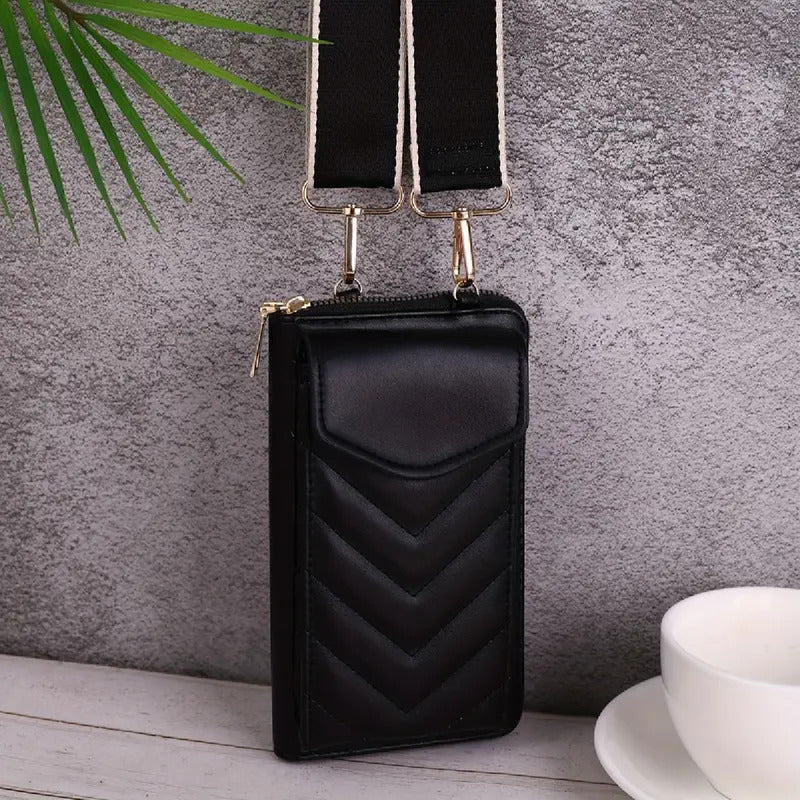 Phone Bags Porta Celular De Dama Cartera Bandolera Billetera Negro (1)