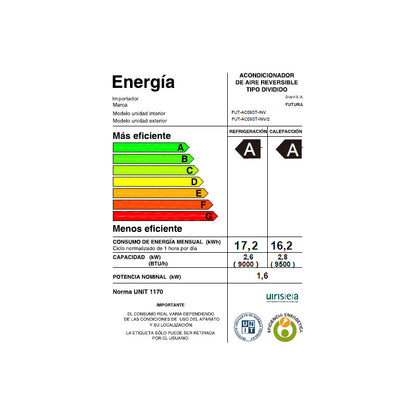 Aire Acondicionado Futura Fut-ac09st-inv 9000 Btu Inverter Blanco