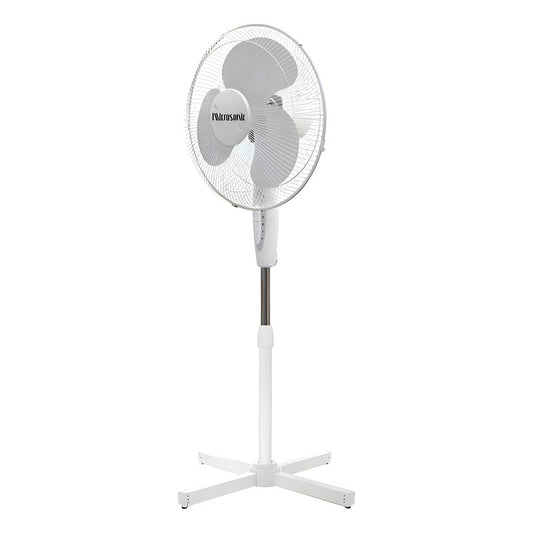 Ventilador De Pie Microsonic 3 Aspas Altura Ajustable 1.3 M - 43 Cm - 50 Hz/60 Hz - Blanco - Plástico - 3