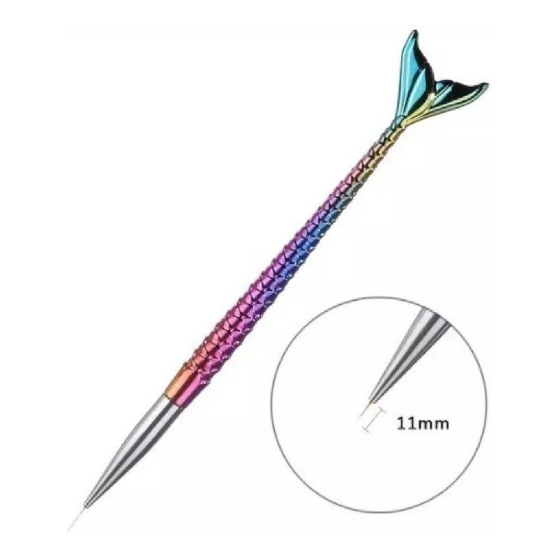 Pinceles Liner Cola De Sirena Kit Pack X3 Decoración De Uñas Multicolor