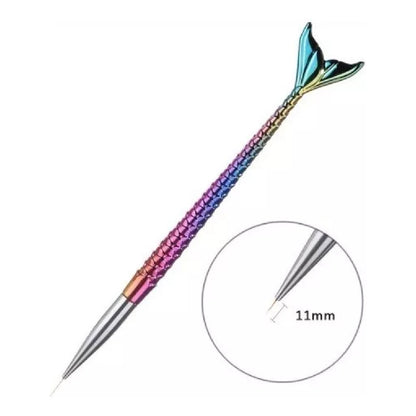 Pinceles Liner Cola De Sirena Kit Pack X3 Decoración De Uñas Multicolor