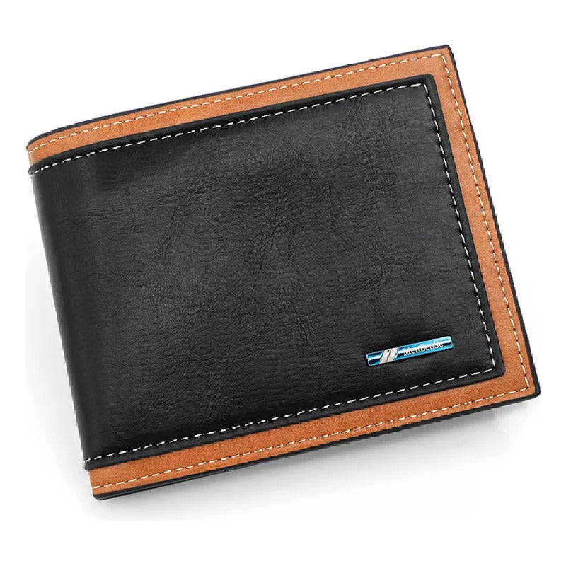 Billetera Para Hombre Con Monedero Sector Tarjeta De Cuerina Negro1.