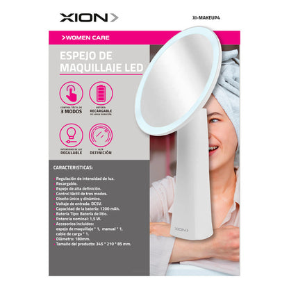 Espejo De Maquillaje Led 3 Modos Xion Xi-makeup4 Marco Blanco