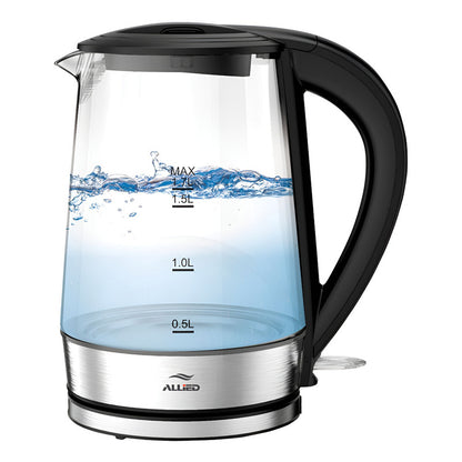 Jarra Eléctrica Allied 2200 W 1.7 L Vidrio Base Inoxidable - Negro