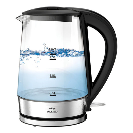 Jarra Eléctrica Allied 2200 W 1.7 L Vidrio Base Inoxidable - Negro