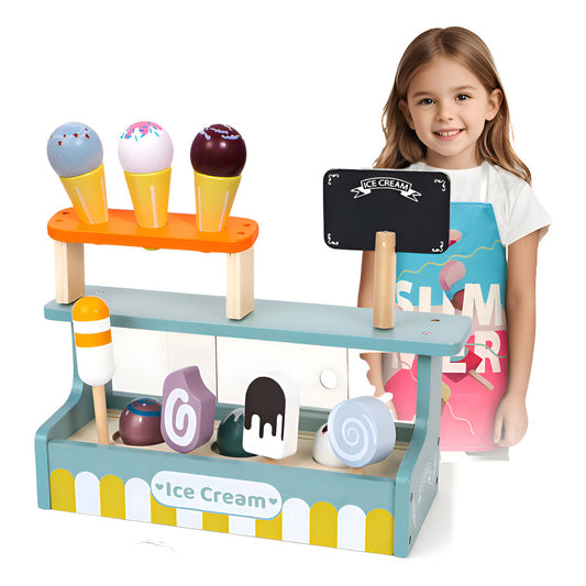 Juego Tiene Heladería En Madera Didáctica Juguete De Cocina