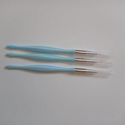 Pincel Liner Pack X3 Para Uñas Kit De 3 Pinceles Liner Celeste