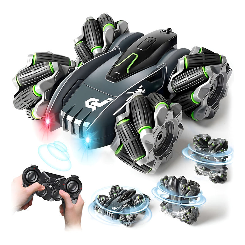 Auto Con Control Doble Cara Con Luces Led Todo Terreno 360° - Verde Oscuro