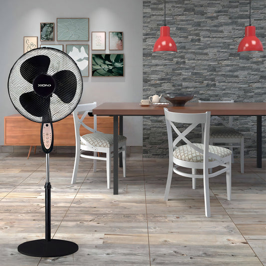 Ventilador De Pie Xion Con Control Timer 3 Aspas 40 Cm Dimm