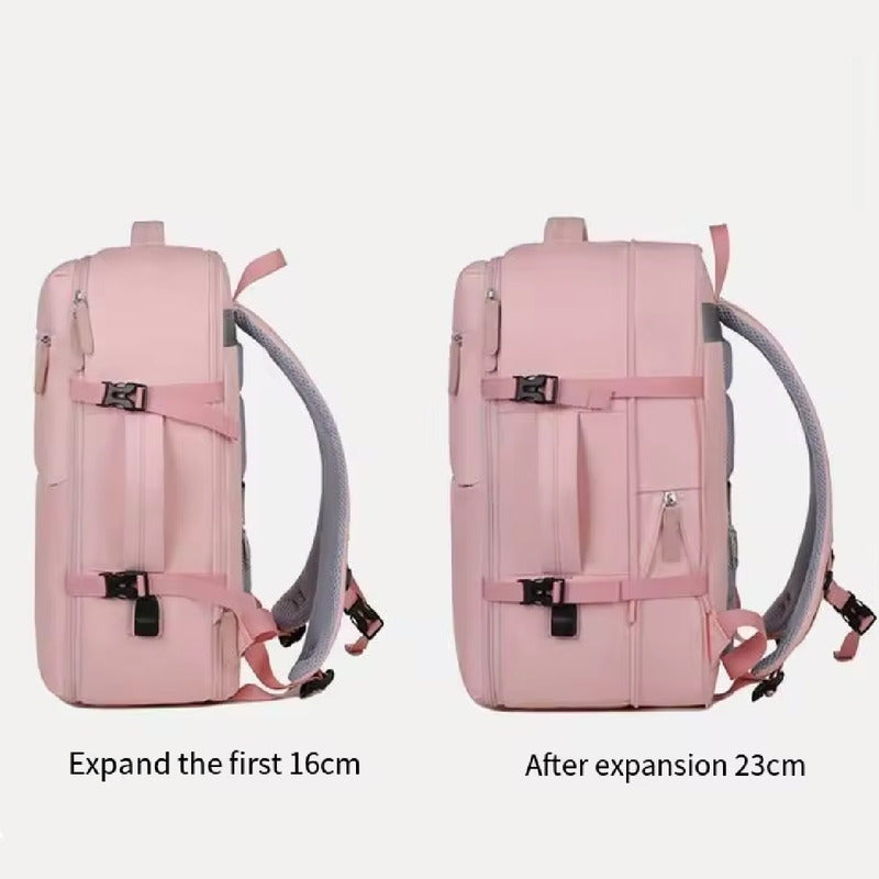 Mochila Impermeable Genérica Avión Viaje Adulto 9 Bolsillos Negro