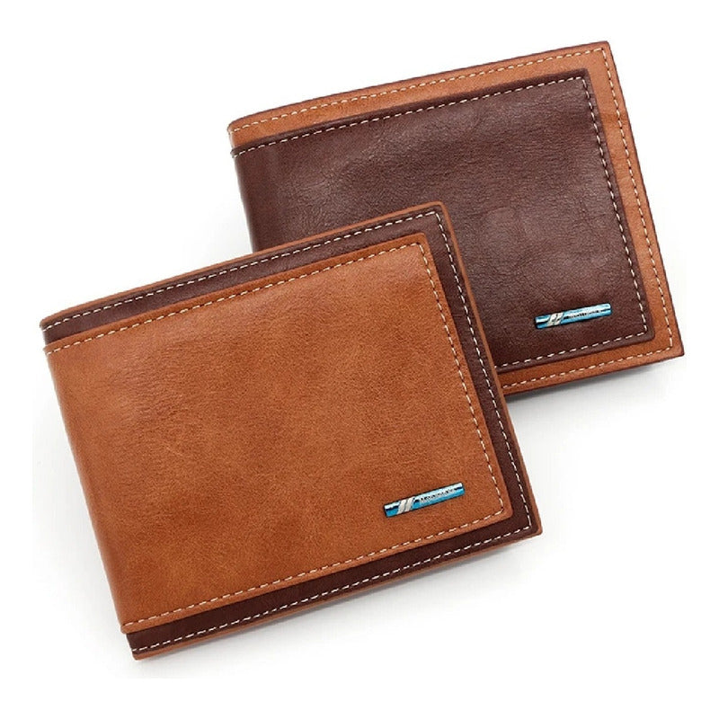 Billetera Para Hombre Con Monedero Sector Tarjeta De Cuerina Marrón Oscuro