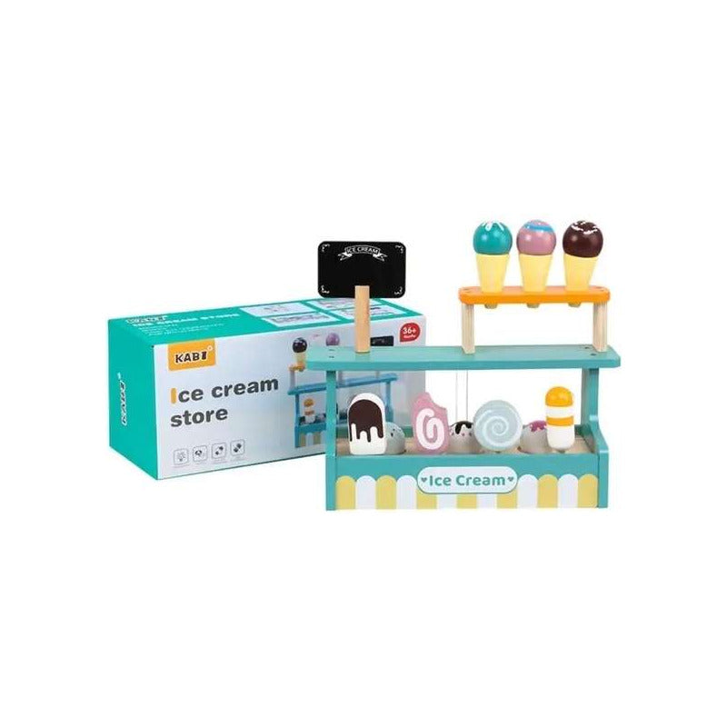 Juego Tiene Heladería En Madera Didáctica Juguete De Cocina