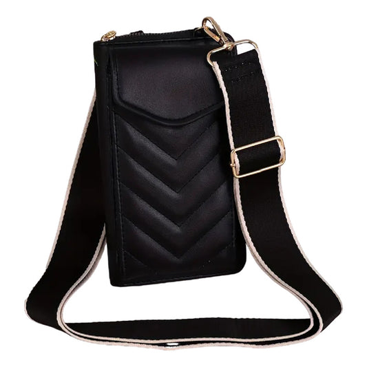 Phone Bags Cartera Morral Y Billetera Para Celular De Dama Negro (1) Cuerina