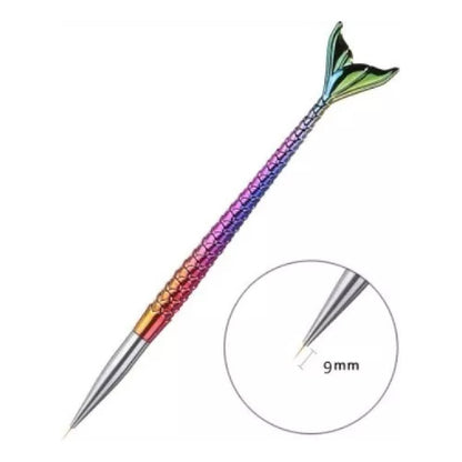 Pinceles Liner Cola De Sirena Kit Pack X3 Decoración De Uñas Multicolor