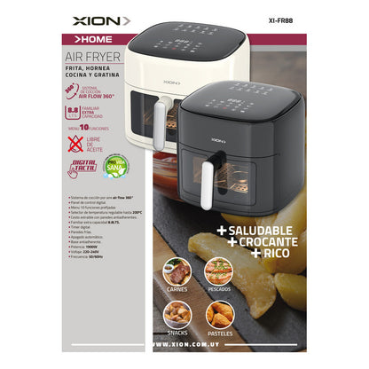 Freidora De Aire Sin Aceite Airfryer Xion 8,8 Litros Xi-fr88 Color Negro