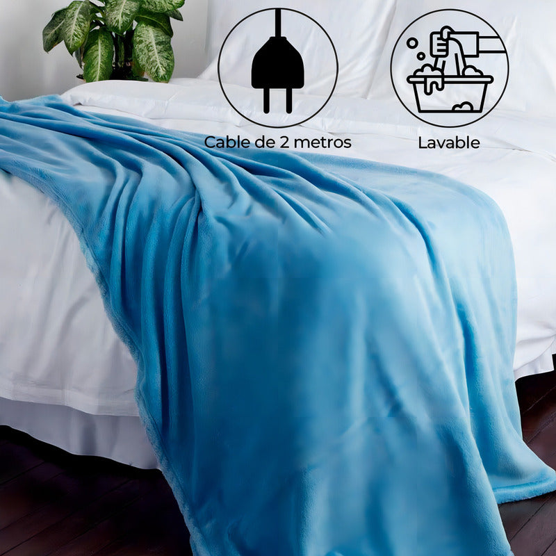 Frazada Xion Manta Termica Electrica 1 Plaza Lavable - Azul