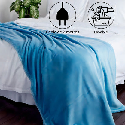 Frazada Xion Manta Termica Electrica 1 Plaza Lavable - Azul