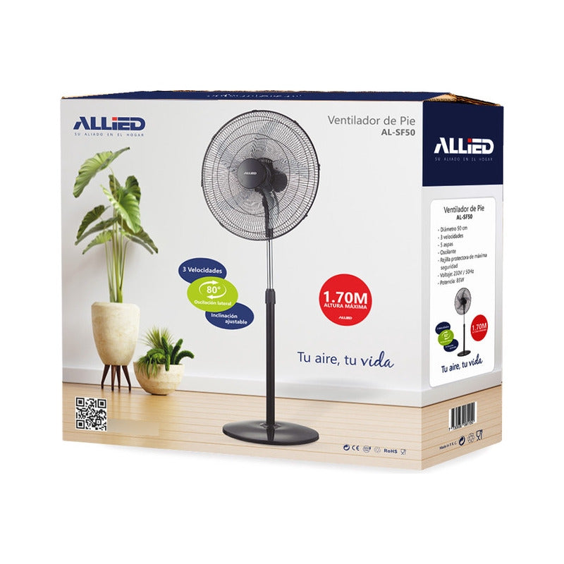 Ventilador De Pie Allied Al-sf50 85 W 50 Cm 1.7 Metros