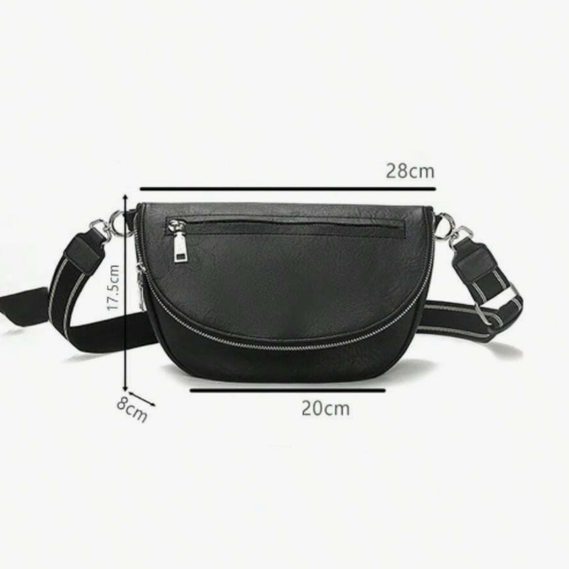 Cartera De Dama Bolso Para Mujer Bandolera De Cuerina Correa Negro Lisa