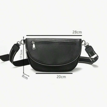 Cartera De Dama Bolso Para Mujer Bandolera De Cuerina Correa Negro Lisa