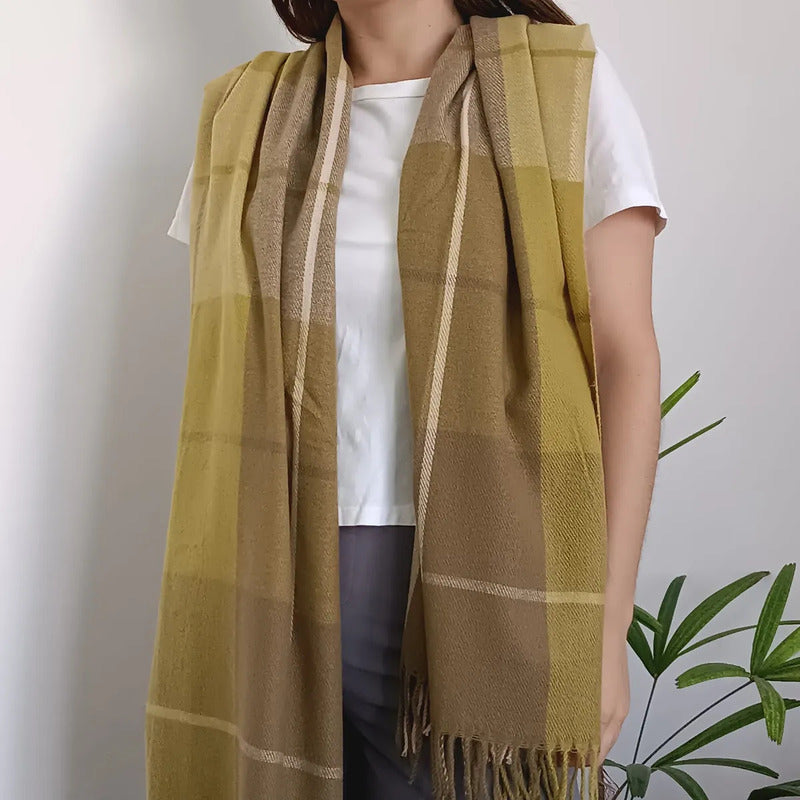 Pashmina Chalina Bufandas De Dama Afelpada Livianas Y Sauves Marron-verde Rayas