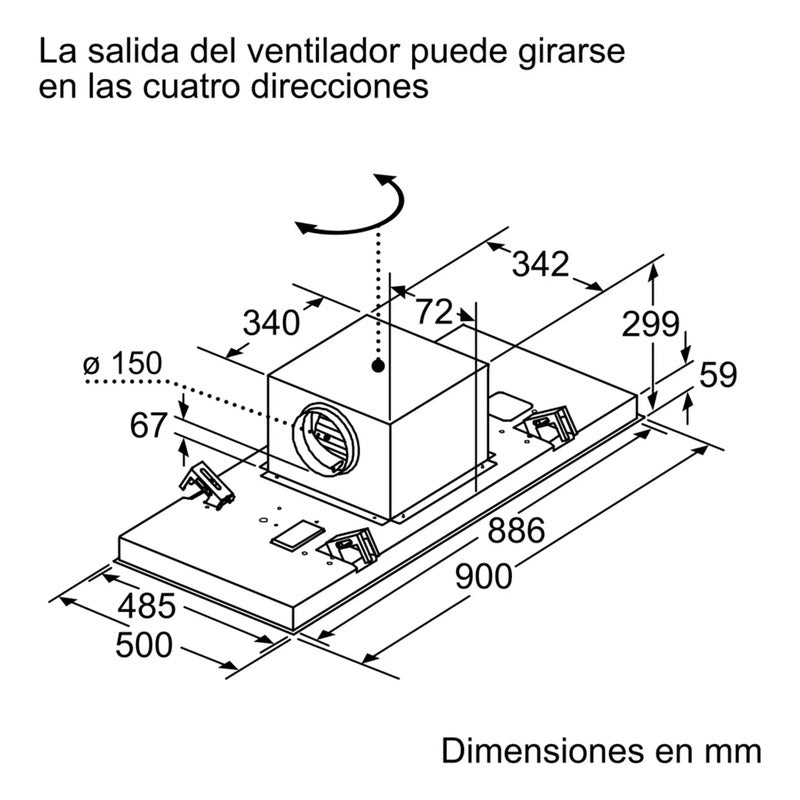 Extractor De Cocina Bosch Drc97aq50 Acero Inox. Isla 90cm Acero Inoxidable