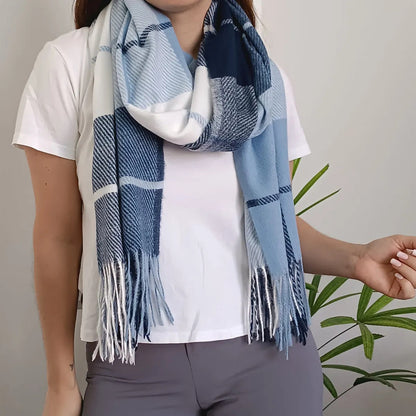Pashmina Chalina Bufandas De Dama Afelpada Livianas Y Sauves Celestes Rayas
