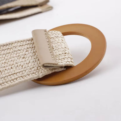 Cinto Cinturón De Tela Elastizado Yute Varios Diseñenos Blanco Y Negro Único