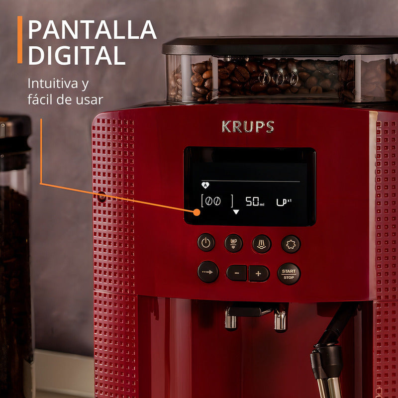 Cafetera Expreso Super Automática Krups Essential  Red - Rojo