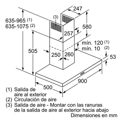 Campana De Pared Bosch Plana 90cm Dwb96bc50 Acero Inoxidable