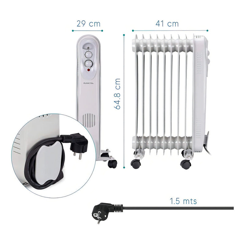 Radiador De Aceite Punktal 9 Elementos 2000 Watts