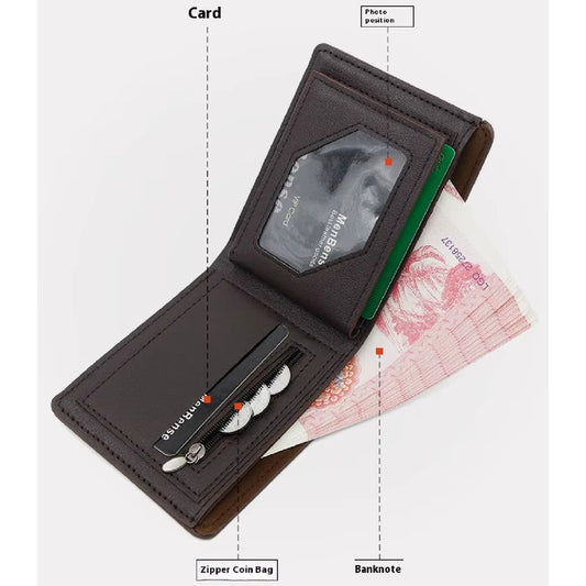 Billetera Para Hombre Con Monedero Sector Tarjeta De Cuerina Negro