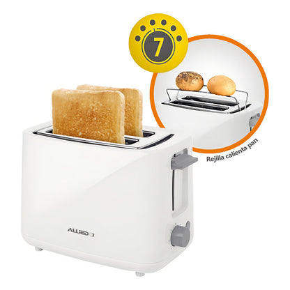 Tostadora Allied 2 Panes 750 W 7 De Niveles De Tostado Blanco