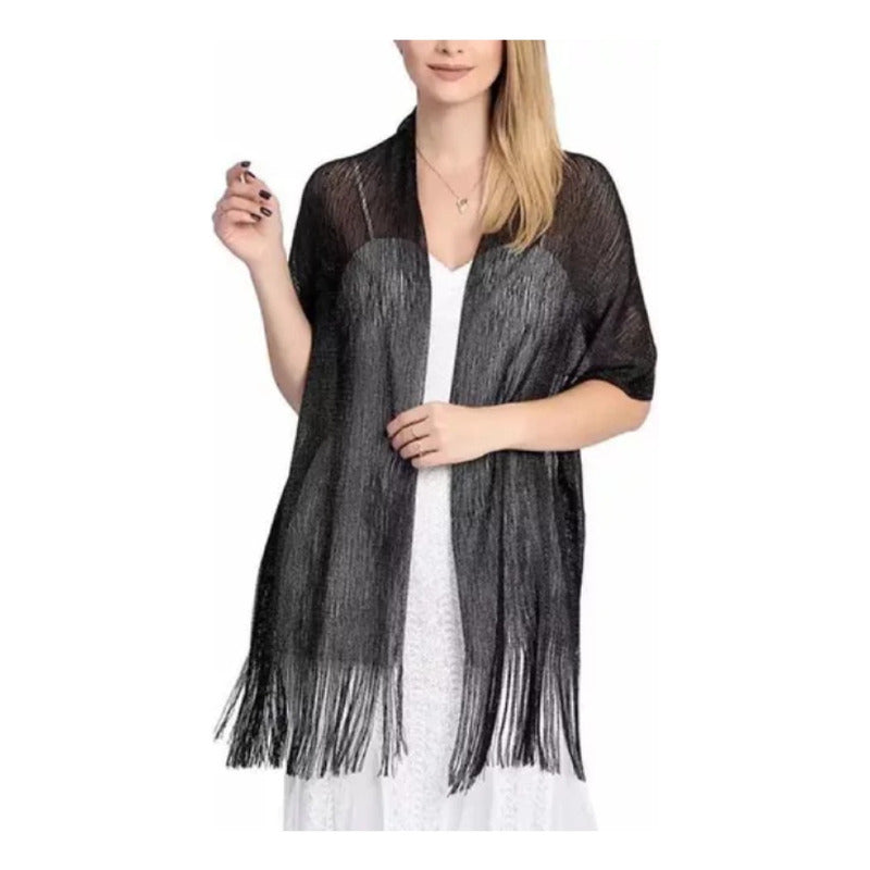 Chalinas De Fiesta Chal Fino Con Brillo En Varios Colores Negro Rayas