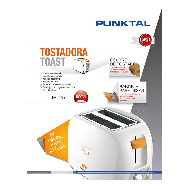 Tostadora De Pan Punktal Doble Bandeja 7 Niveles 800 W - Blanco