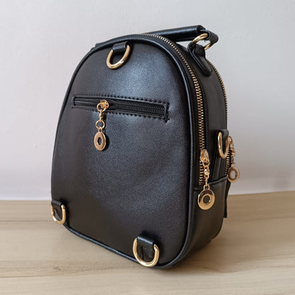 Mochila Cartera De Dama 2 En 1 Cuero Sintético Bolsos Mujer Caqui Cuero Sintético