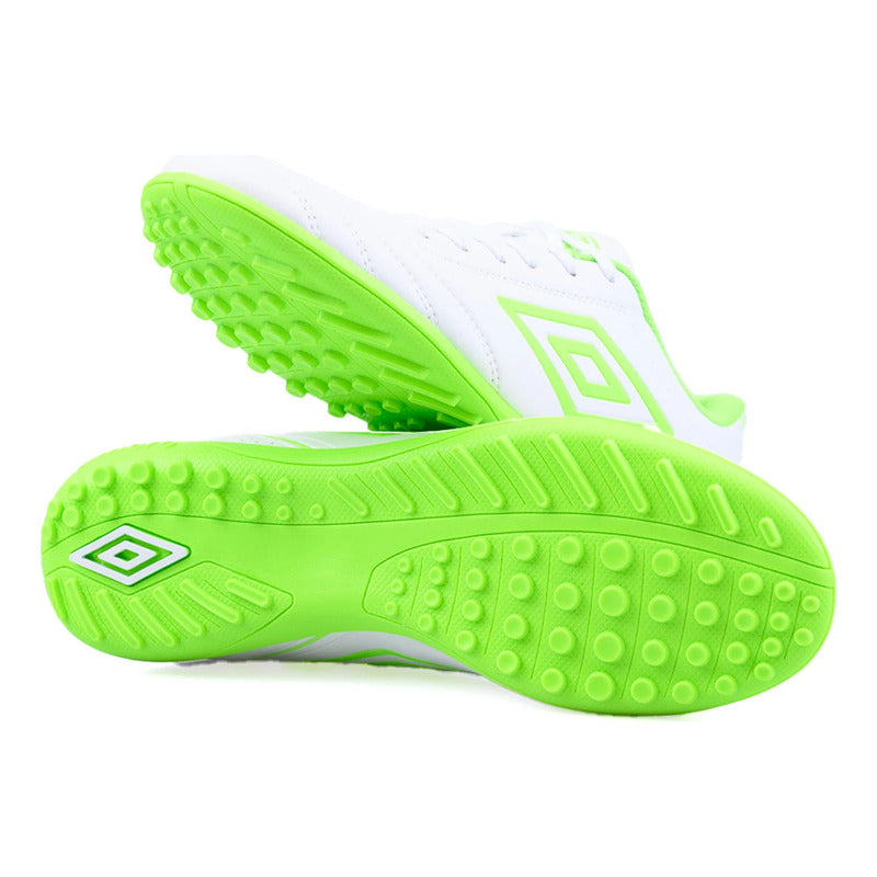 Championes Futbol 5 Umbro Classico Champion F5 Zapato Adulto - Blanco/verde - 11 Us