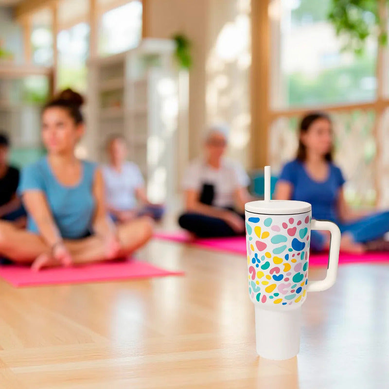 Vaso Térmico Metálico 1.2 Litros  Con Sorbito - Blanco