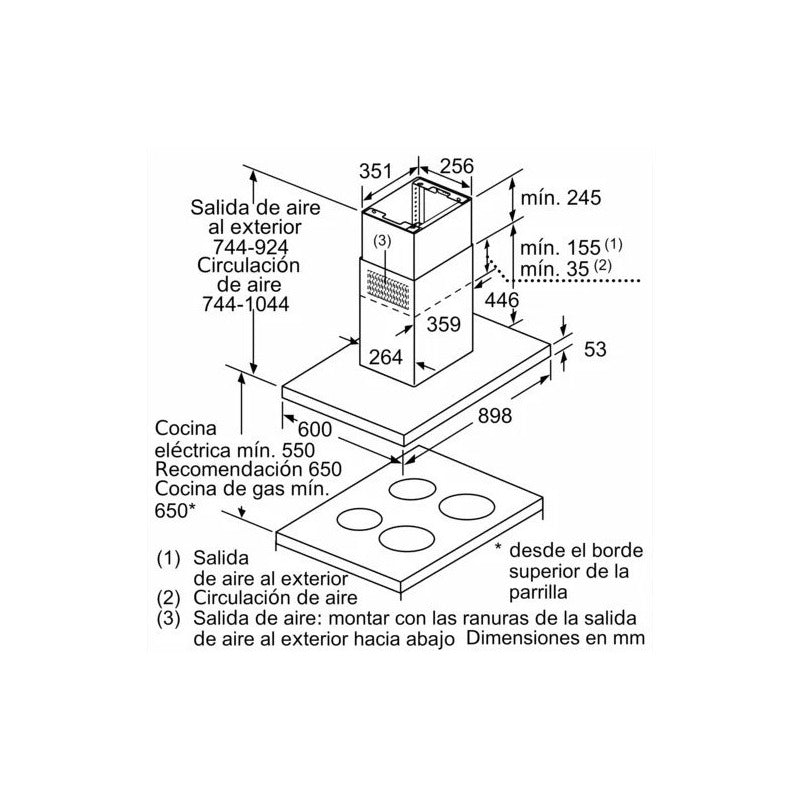Campana De Isla Bosch 90 Cm Color Acero Inoxidable