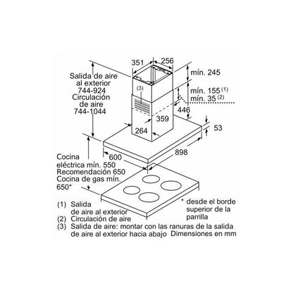 Campana De Isla Bosch 90 Cm Color Acero Inoxidable