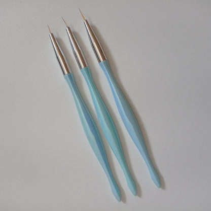Pincel Liner Pack X3 Para Uñas Kit De 3 Pinceles Liner Celeste