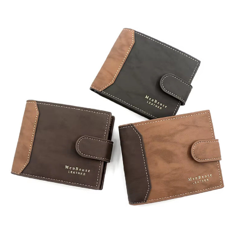 Billetera Para Hombre Con Monedero Sector Tarjeta De Cuerina Negro 3