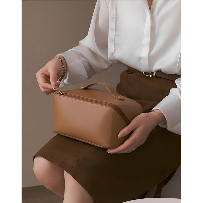 Bolsa Organizadora De Maquillaje De Viaje Para Mujer, Color Marrón