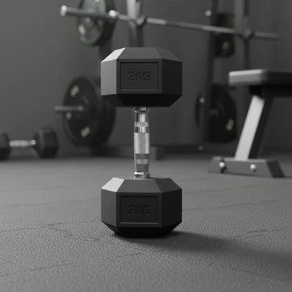 Mancuerna Hexagonal Recubierta De Goma 1kg Reebok Color Negro