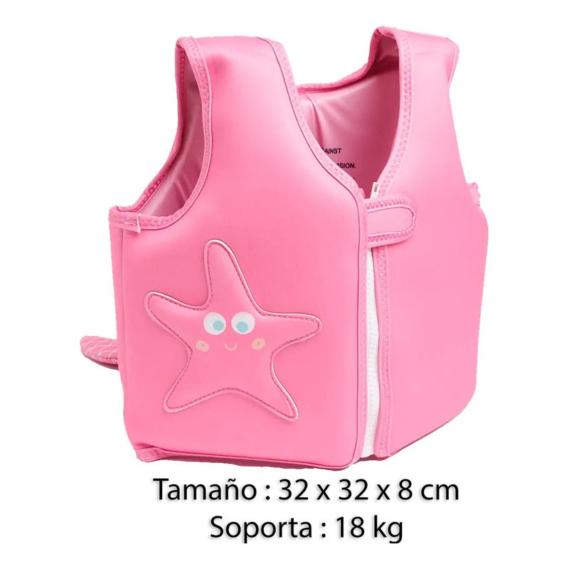 Chaleco Flotador Salvavidas Niños 18kg Cierre Seguro - Rosa - Rosado