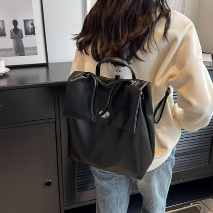 Mochila Urbana Genérica Cartera 2 En 1 Moda Cuerina Negro Liso