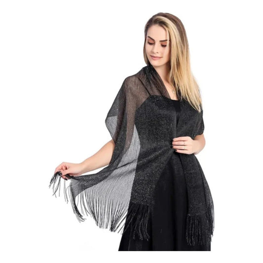 Chalinas De Fiesta Chal Fino Con Brillo En Varios Colores Negro Rayas