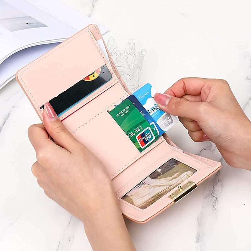 Billetera Dama Chica Billeteras De Dama Monedero Para Mujer Coral Claro