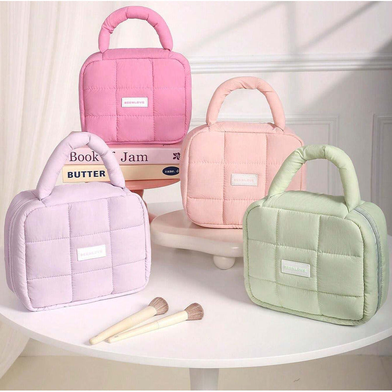 Bolsa Organizadora De Maquillaje De Viaje Neceser Para Mujer Rosa Capitoneado